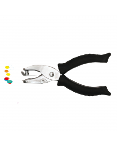 Perforatore 1 foro Ø 6 mm interamente in metallo con impugnatura in gomma e raccogli punches.