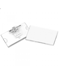 Portabadge in acrilico imbustati singolarmente; formato utile 65x30mm; clip in plastica e spilla in metallo.
Scatola da 24 portabadge imbustati singolarmente.