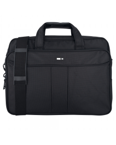 Realizzata in polyestere extra strong. Dotata di doppio scomparto imbotito per notebook 15" e vari tasche portaoggetti. Inclusa tracolla regolabile e fascia posteriore per trolley.