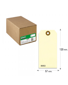 Etichetta in cartoncino con foro rinforzato nel formato 120x60mm. Ideale per spedizioni o per magazzinaggio.
