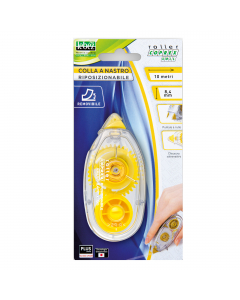 Colla a nastro riposizionabile precisa, efficace ed economica. Non secca e non sporca durante l’applicazione. Con chiusura salvanastro.
Formato nastro: larghezza 8,4 mm, lunghezza 10m.
