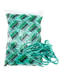Elastici a fettuccia in gomma verde al 60% di gomma naturale (caucciù) - 5 mm spessore in sacchetto da 1 Kg.