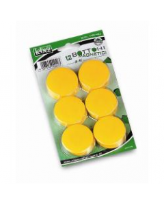 Bottoni magnetici colorati. In blister monocolore di 12 pezzi, colori disponibili verde, nero, bianco, rosso, giallo, blu. Disponibili in 3 diametri.