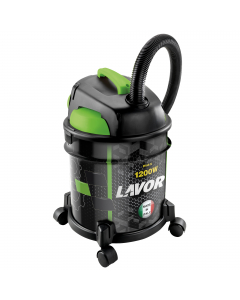 Aspirapolvere e aspiraliquidi con motore silenziato e doppio isolamento elettrico. Sistema aspirante con raffreddamento by-pass. Funzione soffiante. Vani portaccessori. Fusto in acciaio. Porta cavo elettrico e cavo elettrico 4m. Tubo flex 1,5m. Potenza: 1
