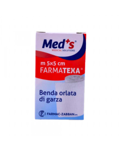 Bende di garza orlata 5cm x 5 metri. Realizzate in garza di puro cotone, bianco candido, priva di sbiancanti ottici. Le bende di garza orlata sono prodotte con tessitura a doppia trama di elevata qualità, omogeneità e resistenza. Il titolo del tessuto e d