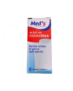 Bende di garza orlata 7cm x 5 metri. Realizzate in garza di puro cotone, bianco candido, priva di sbiancanti ottici. Le bende di garza orlata sono prodotte con tessitura a doppia trama di elevata qualità, omogeneità e resistenza. Il titolo del tessuto e d