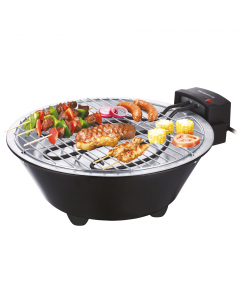 Comoda griglia elettrica circolare da tavolo per arrostire carne, pesce e verdure con vaschetta raccogli grasso. Potenza: 1250W. 
Completamente smontabile e facile da pulire. Cottura senza fumo.
• Diametro griglia 31cm
• Scocca in metallo verniciato
• Dis