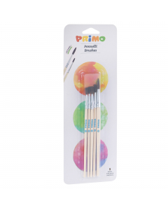 Pennelli a punta tonda da 1cm in pelo di pony. Lunghezza 17cm. Blister assortito nelle misure 2-3-4-5-8 (diametro da 4 a 6mm). Ideali per acquerello e tempera, permettono una stesura “morbida” del colore. Per una migliore durata, risciacquare sempre i pen