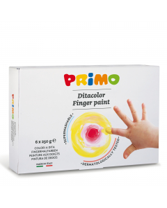 Tempera a dita in barattolo, 6 colori pronti all'uso. Adatta al contatto con la pelle è rivolta alla prima infanzia ed è espressamente studiata per essere applicata con le dita su supporti come carta, cartone e materiali diversi. Si stende facilmente e da