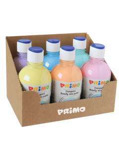 Colore a tempera pronto all’uso in 6 colori. Consente stesure coprenti e sovrapposizione di strati, avendo cura di attendere la perfetta asciugatura. La pennellata risulta uniforme, con ottimi risultati. È utilizzabile su superfici diverse come carta, car