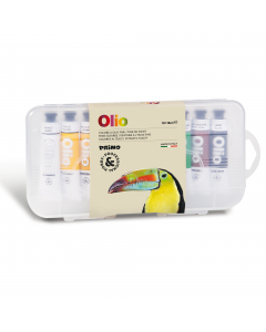 Astuccio in polipropilene trasparente con 10 tubetti in alluminio da 18ml di colore a olio fine
