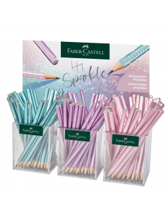 Set 3 barattoli trasparenti matite Sparkle Cosmic, 48x rose
metallic, 48x ocean metallic, 48x violet metallic.