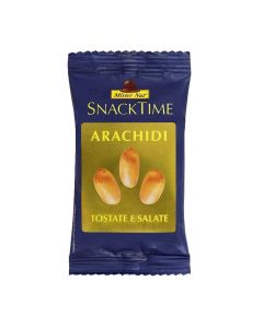 Frutta secca tostata e salata.

Ingredienti: Arachidi (96%), Olio di arachide, Sale.
Può contenere tracce di frutta a guscio (Anacardi, Mandorle, Noci, Nocciole, Pistacchi)