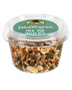 Miscela di semi e frutta secca (Mandorle Aff. + Noci Sgusc. + Semi Girasole Sgusc. + Semi Zucca Sgusc.) in pratico bicchiere in plastica R-PET trasparente.

Ingredienti: Miscela in proporzione variabile: (semi di zucca sgusciati, semi di girasole sgusciat