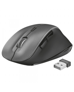 Comodo mouse wireless a 6 pulsanti, con poggiapollice ergonomico. Poggiapollice ergonomico per una salda presa. Pulsante selezione velocità (800/1200/1600 DPI). 2 pulsanti azionabili con il pollice: Avanti e indietro nel browser. Microricevitore USB ripon