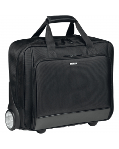 Trolley in tessuto tecnico extra strong. Grande scomparto centrale con divisorio. Tasca frontale con cerniera e vani portaoggetti. Impugnatura extra comfort. Manico telescopico a scomparsa. Dimensioni: 42x38x17cm.