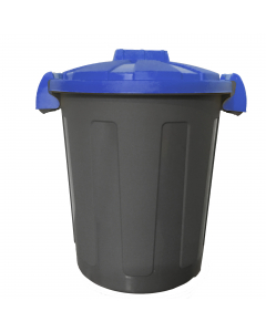 Pratico bidone portari?uti da 25 litri, con coperchio dotato di chiusura a clip. Realizzato in polipropilene (PP) riciclabile 100%. Design moderno, si adatta a tutti gli ambienti. Bidone colore grigio e coperchio blu. Dimensioni: Ø36 x H45cm.
