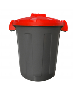Pratico bidone portari?uti da 25 litri, con coperchio dotato di chiusura a clip. Realizzato in polipropilene (PP) riciclabile 100%. Design moderno, si adatta a tutti gli ambienti. Bidone colore grigio e coperchio rosso. Dimensioni: Ø36 x H45cm.