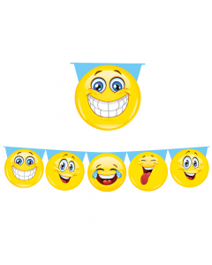 Festone sagomato Emoticons in plastica, lunghezza 6mt.