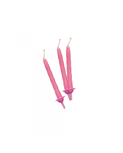 Candeline con supporto - 12 pz colore rosa.