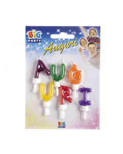 Set candeline "Auguri" colori assortiti.