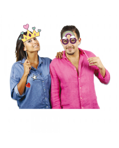 Photo Booth Buon Unicorno 8 fantasie di divertenti accessori per rendere uniche le tue fotografie.
