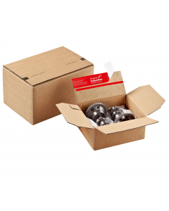 Scatola in cartone Colompac brown per spedire in sicurezza ricambi, premi e regali, prodotti farmaceutici e cosmetici, giocattoli, ecc. In robusto cartone ondulato. Grazie al pratico sistema pop-up la scatola si monta in modo facile e veloce. Misure inter