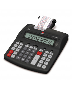 Calcolatrice da tavolo, indicata per un uso semiprofessionale, scrivente, dotata di stampante ad impatto con doppio colore   - DISPLAY: LCD a 12 cifre con funzione SAVING  - STAMPANTE: A impatto, due colori  FUNZIONI: Accumulo in memoria: Calcolo totale g