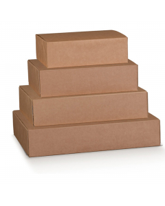 Scatola/box per gastronomia/food d'asporto in cartoncino accoppiato colore avana naturale, riciclabile, pratica nel montaggio e salvaspazio, sovrapponibile, robusta.Dimensioni 40x32x12cm