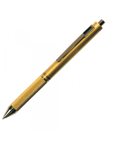 Penna a sfera multifunzione in metallo satinato. Punta a sfera nero, rosso, blu e portamine da 0,5 mm. Confezione in tubo di alluminio.