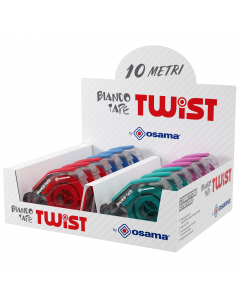 L'unico correttore a nastro Twist che si adatta al tuo modo di correggere: frontale e laterale grazie al suo puntale girevole. Lunghezza nastro 10mt. Grip in gomma ergonomica.