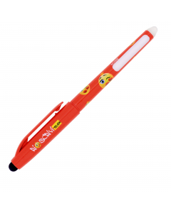 Penna inchiostro gel cancellabile termosensibile. 
Top in materiale speciale per essere utilizzata sui dispositivi Touch Screen. 
Punta conica da 0,7mm. Ricaricabile con refill RISCRIVI.
Fusto con finestra per poter essere personalizzato.
Fusto in 6 diffe