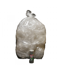 Sacchi pattumiera di colore trasparente neutro in MDPE rigenerato + PLT lineare. Formato 70x110cm 110Lt  22µ. In rotolo compatto da 10 sacchi con fascetta. Prodotto con alta resistenza meccanica. Adatti per la raccolta differenziata.