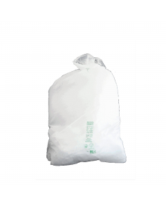 Sacchi pattumiera di colore bianco in BIOPOLIMERO BIODEGRABILE. Formato 70x110cm. 110Lt 20,6µ. In rotolo da 20 sacchi. Prodotto con alta resistenza meccanica adatti alla raccolta della frazione umida.