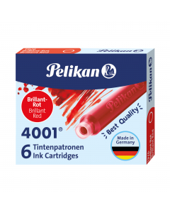 Cartucce adatte a qualunque stilografica. Inchiostro di ottima qualità. Permanente nei colori nero, rosso e verde; lavabile e cancellabile con cancellino Superpirat nel colore BluRoyal. Confezione da 6 cartucce. 
Colore: rosso.