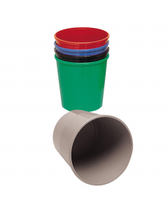 Cestino gettacarte in plastica resistente. Dimensioni: H 32,5cm - diametro 21/29,5cm.