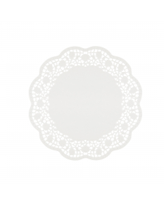 Confezione da 6 sottotorta decorativi, in carta bianca. Diametro: 27cm