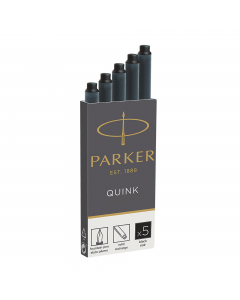 Cartucce standard inchiostro Quink per stilografiche. Lunghezza 75mm. 
Colore: nero.
Scatola da 5 cartucce.