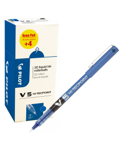 Roller usa e getta ad inchiostro liquido. Livello di inchiostro visibile. Clip in metallo.
Punta 0,5mm. Colore: blu.
Value pack 16+4 pezzi.