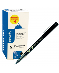 Roller usa e getta ad inchiostro liquido. Livello di inchiostro visibile. Clip in metallo.
Punta 0,7mm. Colore: nero.
Value pack 16+4