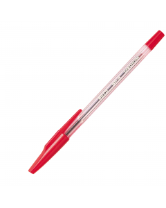 Penna a sfera con puntale in metallo. Ideale per la scuola e per l’ufficio. Fusto trasparente con scanalature antiscivolo. Sfera in carburo di tungsteno. Inchiostro a base d'olio. 
Punta 1mm. Colore: rosso.