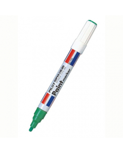 Pennarello a vernice indelebile. Scrive in modo scorrevole. L'inchiostro opaco di tipo permanente copre i colori dello sfondo senza spandere o essere assorbito. Non contiene xilene.  Punta da 4,5mm. Tratto da 2mm.