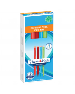 Portamine usa e getta. Avanzamento della mina ottenuta con una semplice rotazione del puntale. Punta ammortizzata per ridurre la rottura delle mine. Fusto in colori assortiti. Mina da 0,7mm.