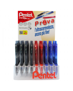 Roller Energel 0,4mm, ricaricabile:
18 pz  nero, 6 pz  rosso, 12 pz blu  + 24 refill LRN4 in omaggio: 12 nero + 12 blu.
