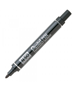 Marcatore professionale permanente con punta extra forte e fusto in metallo. Altà indelebilità dell'inchiostro. Adatto a tutte le superfici: legno, vetro, gomma, metallo, cartone, carta e plastica. Punta conica da 4,3mm-tonda. Colore: nero.