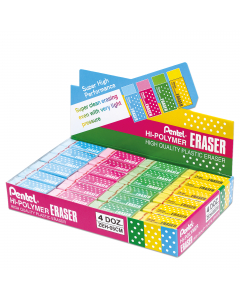 Espositore da banco con 48 mini gomme Hi-Polymer. Colori assortiti.