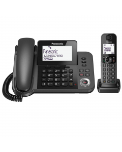 Telefono 2-in-1 (Portatile Cordless e ricevitore a filo con base), display unità base inclinabile da 3.4", standard DECT-GAP, Vivavoce, Display e tastiera retroilluminati, multiterminale (fino a 6 portatili su una base e fino a 4 basi sullo stesso portati