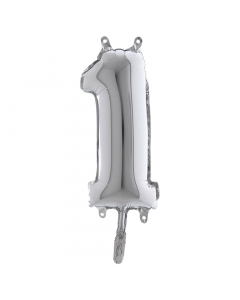 Numero h. 36cm, realizzato in mylar foil metalizzato gonfiabile ad aria attraverso la bocchetta alla base. Cannuccia inclusa nella confezione.