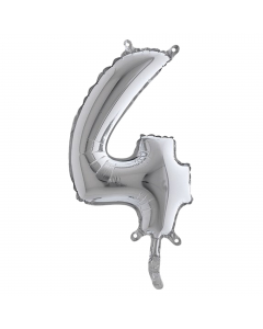 Numero h. 36cm, realizzato in mylar foil metalizzato gonfiabile ad aria attraverso la bocchetta alla base. Cannuccia inclusa nella confezione.