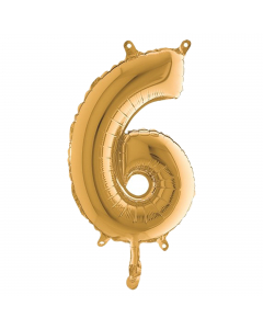 Numero h. 36cm, realizzato in mylar foil metalizzato gonfiabile ad aria attraverso la bocchetta alla base. Cannuccia inclusa nella confezione.